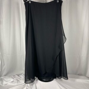 Flowy Whimsy Boho Black Chiffon Faux Wrap skirt w/asymmetrical chiffon wrap